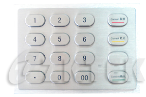 MKP2145B 145 mm x 100 mm EU style industrial metal keypad
